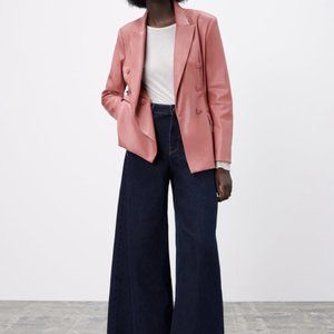 ZARA Women's Faux Leather Double Blazer(Marsala, US S/EUR S)
